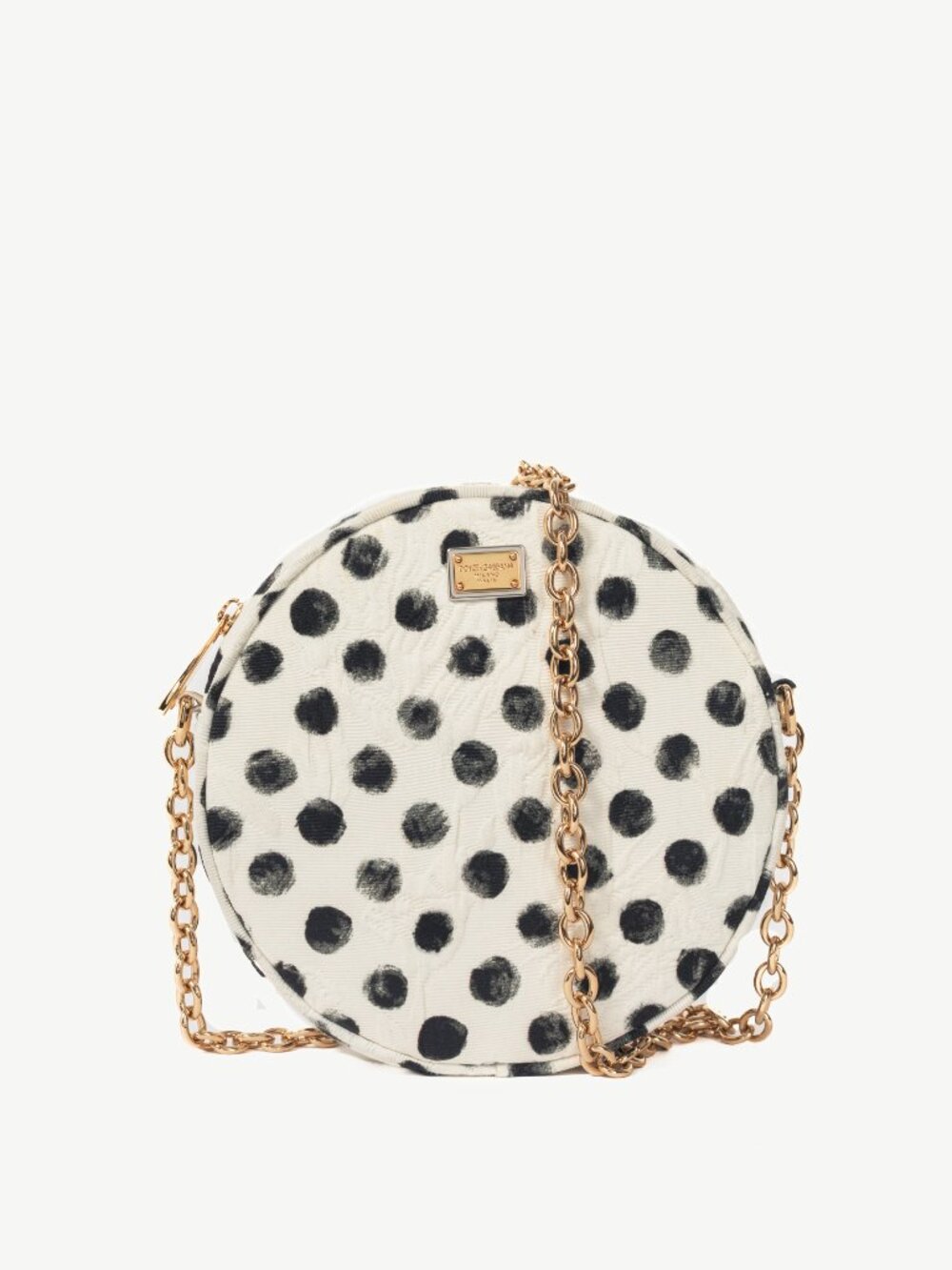 Dolce & Gabbana Glam Black & White Polka-Dot Circle Bag